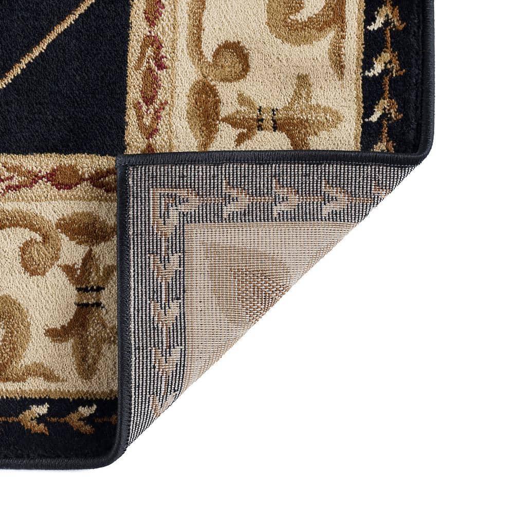 Tayse Sensation Area Rug SNS4883 Traditional Black Swirls Lines 2' 3" x 10' Rectangle