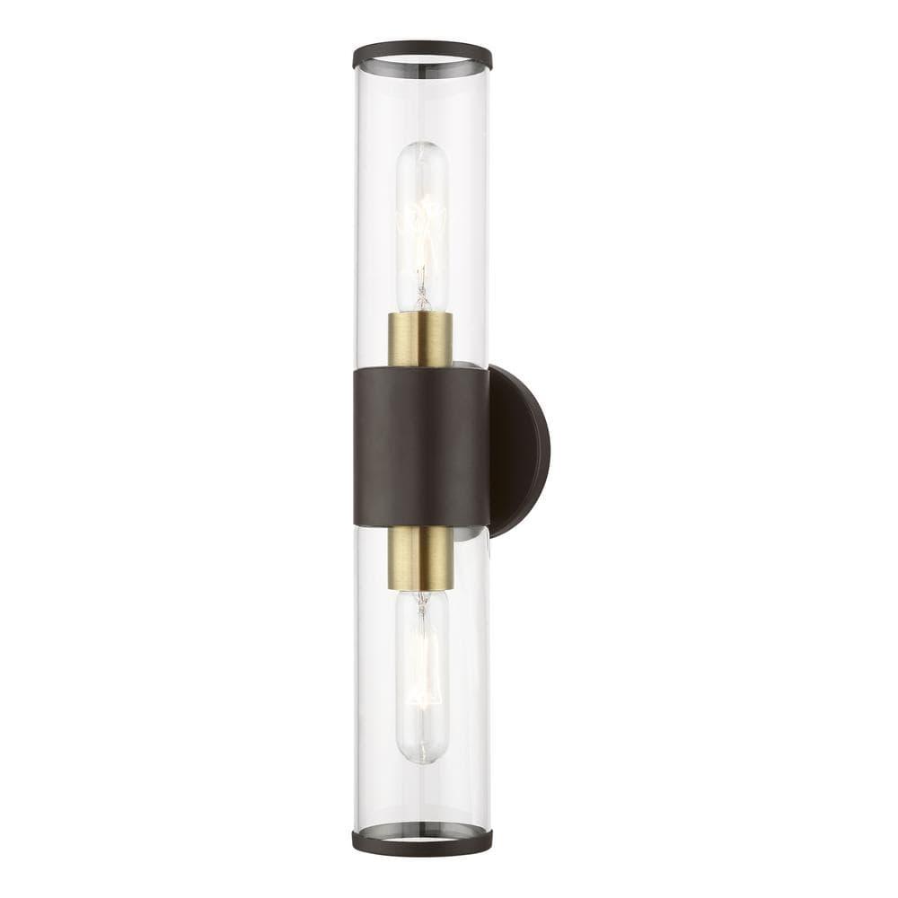 Livex Lighting Banca 2-Light Metal & Glass ADA Vanity Sconce in Bronze