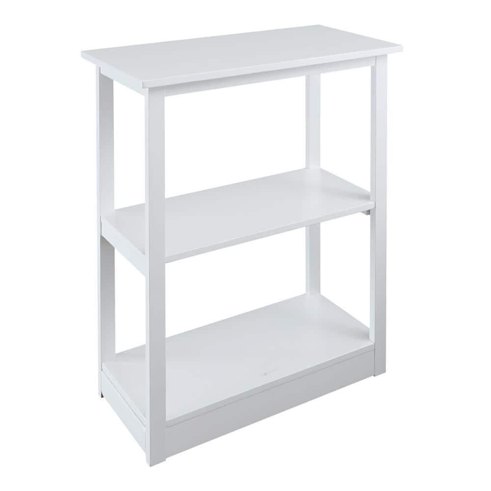Casual Home Adams 3-Shelf Bookcase with Concealed Sliding Track, Concealment Furniture-Color:White