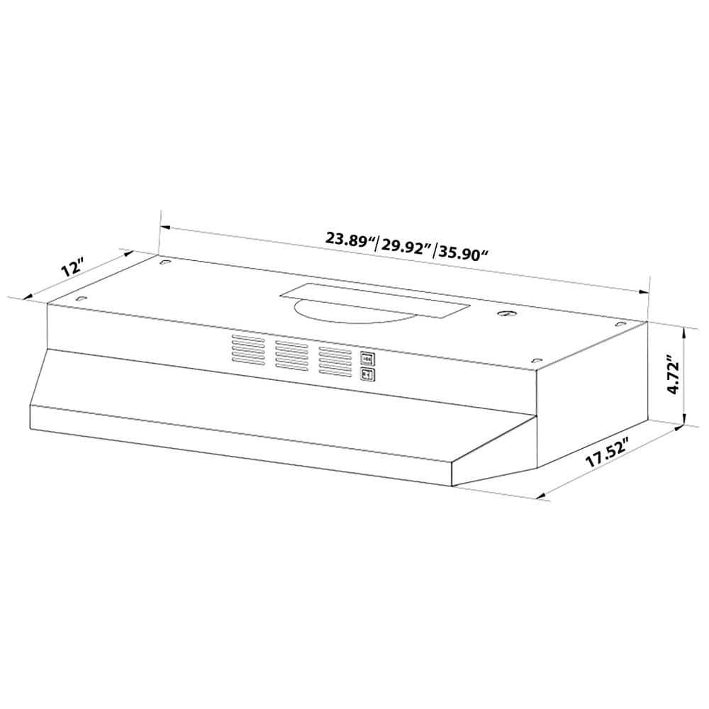 24-in 176 CFM White Under Cabinet Range Hood With Charcoal Filter