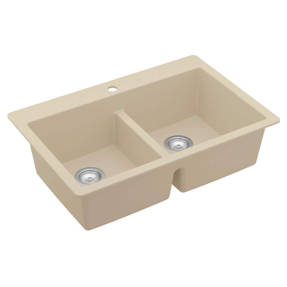 Karran Quartz 33'' X 22'' 50/50 Double Bowl Composite Drop-in Kitchen Sink