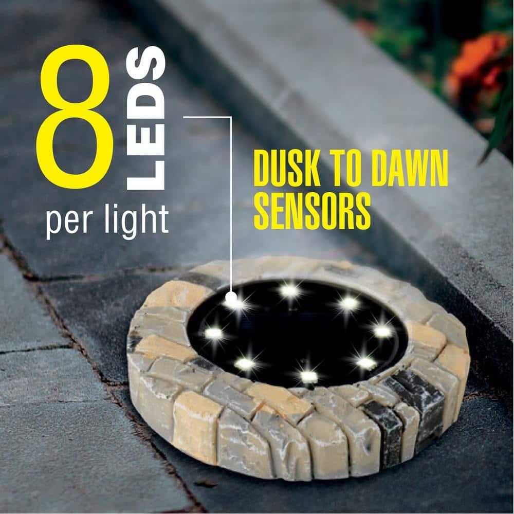 Bell + Howell Stone Low Voltage Solar Powered Integrated LED Pathway Light Pack (Set of 4)