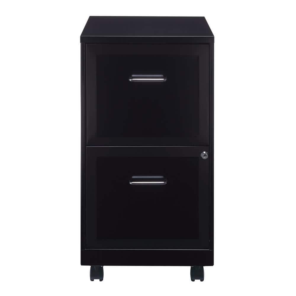 Hirsh Industries Space Solutions File Cabinet on Wheels 2 Drawer - Black: Steel Vertical Storage, Office Supplies, 26.7" Height
