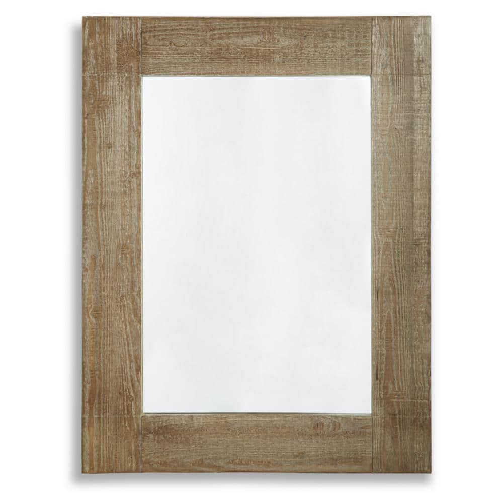 Signature Design by Ashley Casual Waltleigh Accent Mirror  Distressed Brown