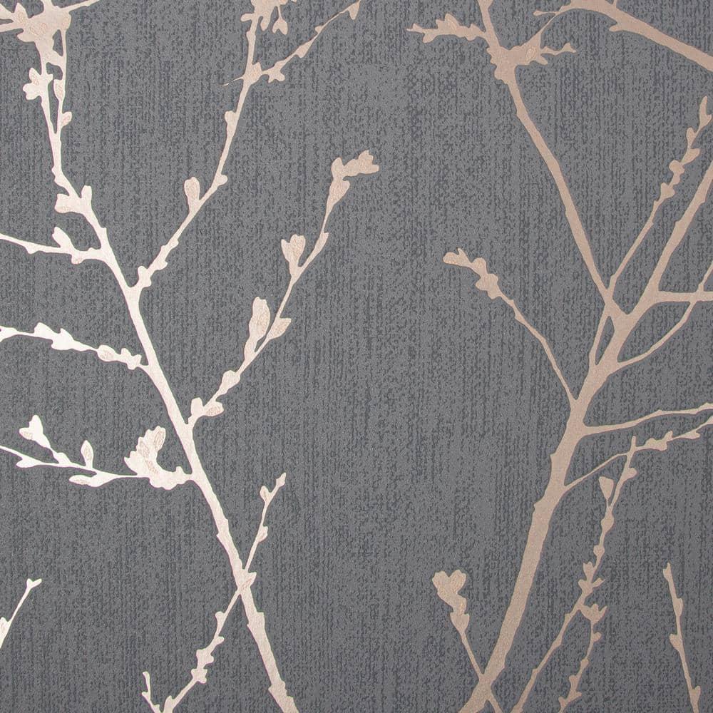 Innocence Charcoal and Copper Wallpaper