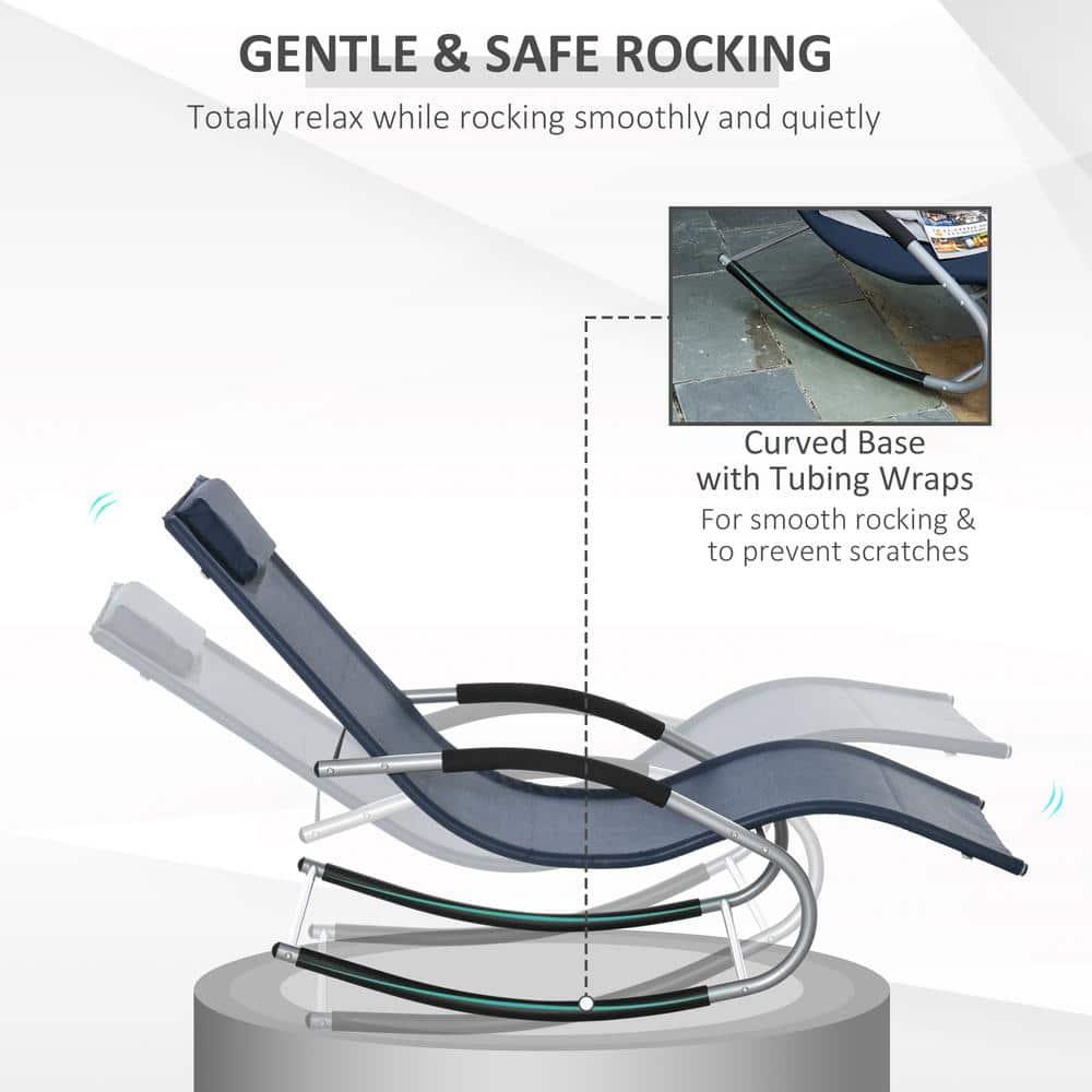 Wrought Studio™ Zero Gravity Rocking Chair, Outdoor Chaise Lounge Chair, Recliner Rocker With Detachable Pillow, Pool Lounge Chair