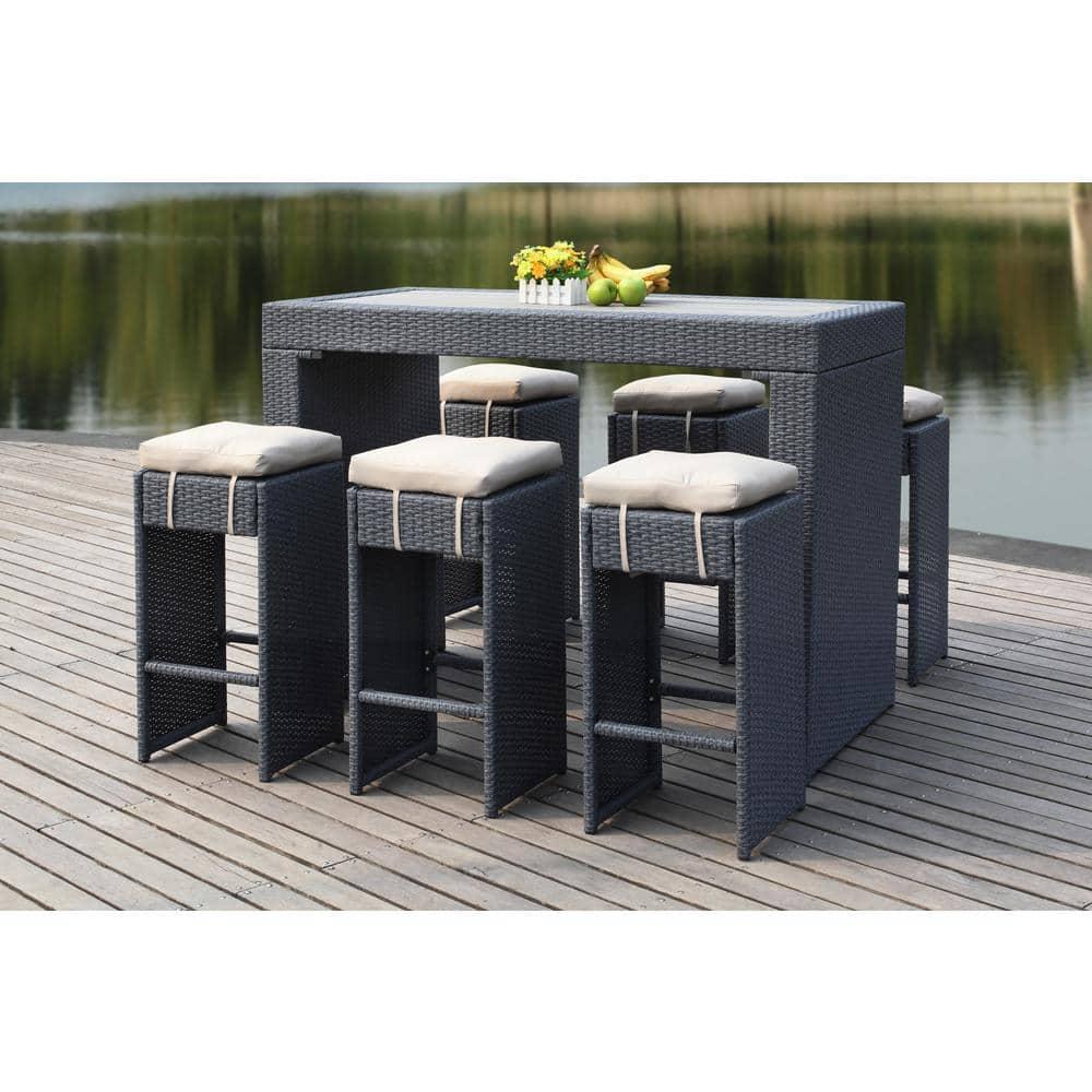 Sanders Bar Set - Indoor/Outdoor - PAT2502 - Titanium/Sand - Safavieh