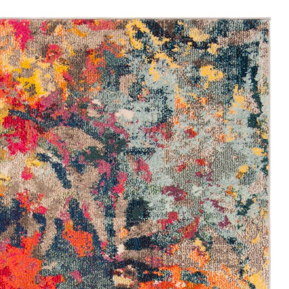 Monaco MNC258 Power Loomed Area Rug - Blue/Orange - 5'1"x7'7" - Safavieh.
