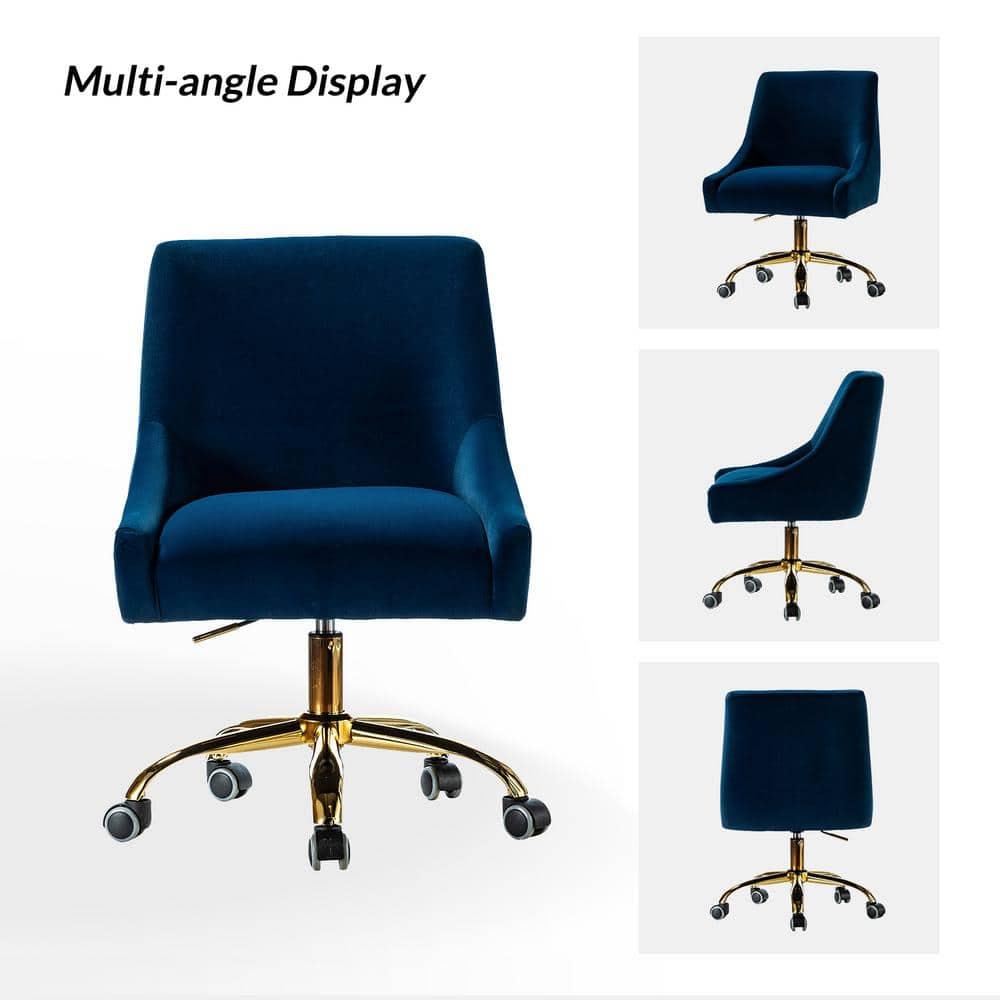 HULALA HOME Carina Modern Upholstery Task Chair with Golden Base by  Navy
