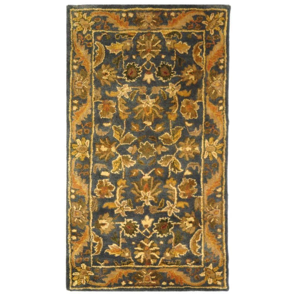 Antiquity AT52 Hand Tufted Indoor Accent Rug - Blue/Gold - 2'x3' - Safavieh