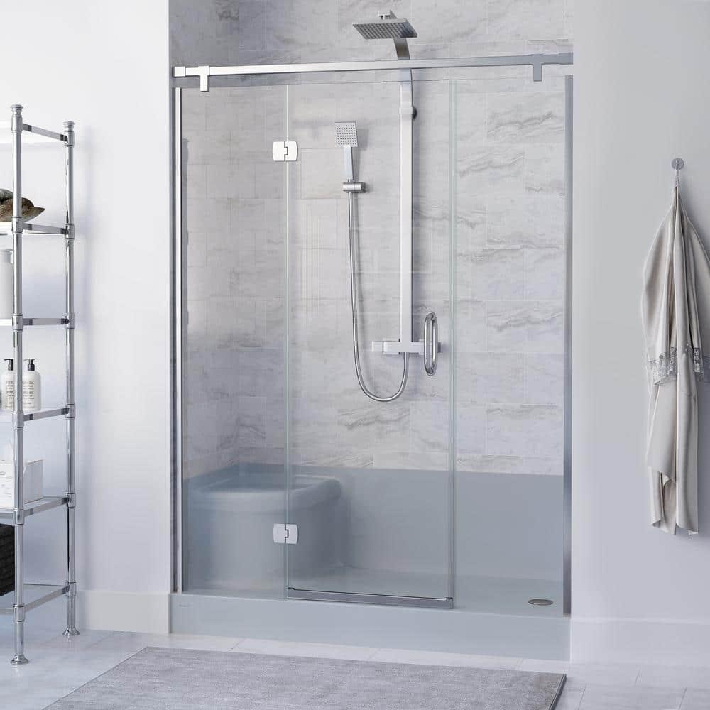 Aquatique 60" x 32" Single Threshold Shower Base With Right Hand Drain and Integral Left Hand Seat