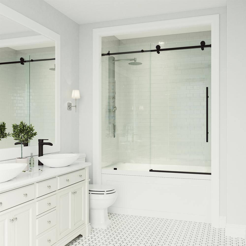 Elan E-Class 56-60" W x 66" H Sliding Frameless Tub Door with 3/8" Clear Glass