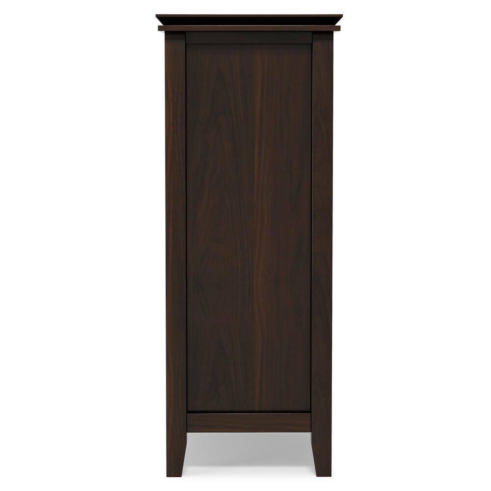 Simpli Home Artisan 38"W Solid Wood 4-Shelf Medium Storage Cabinet with Glass Doors and Adjustable Shelves