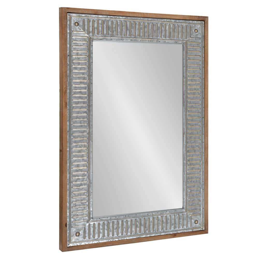 20" x 30" Rectangle Deely Wall Mirror Rustic Brown - Kate & Laurel All Things Decor