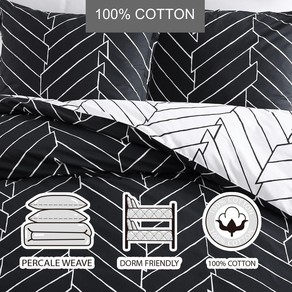 City Scene Ceres Black Standard Cotton 150 TC Reversible Duvet Cover Set