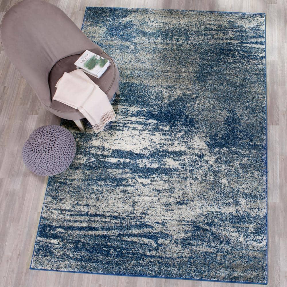 Evoke EVK272 Power Loomed Area Rug Navy / Ivory 6'-7" X 9' - Safavieh.
