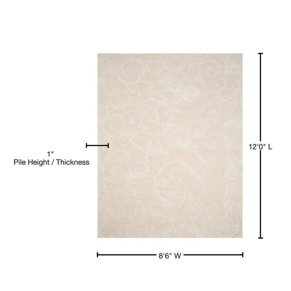 SAFAVIEH Florida Doug Floral Vines Shag Area Rug, Cream, 8'6" x 12'