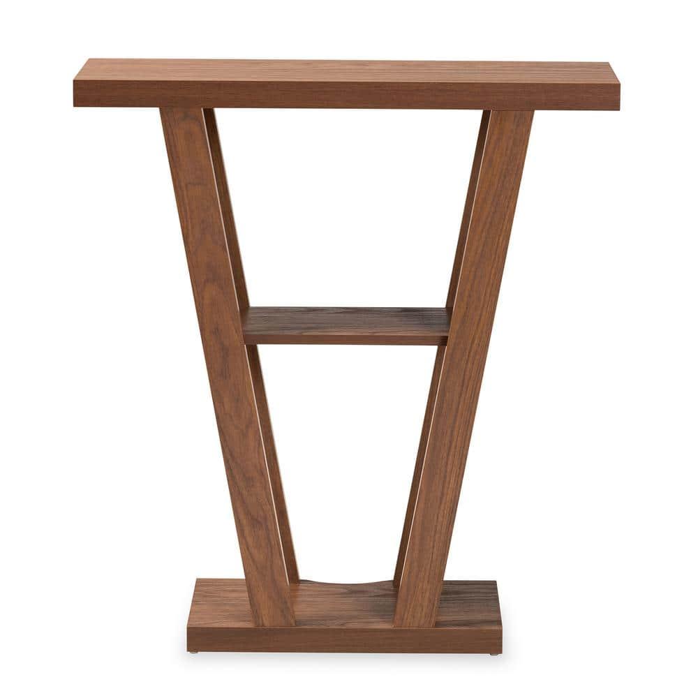 Boone Wood Console Table Walnut Brown - Baxton Studio: Modern Entryway Furniture with Shelf, Space-Saving Design