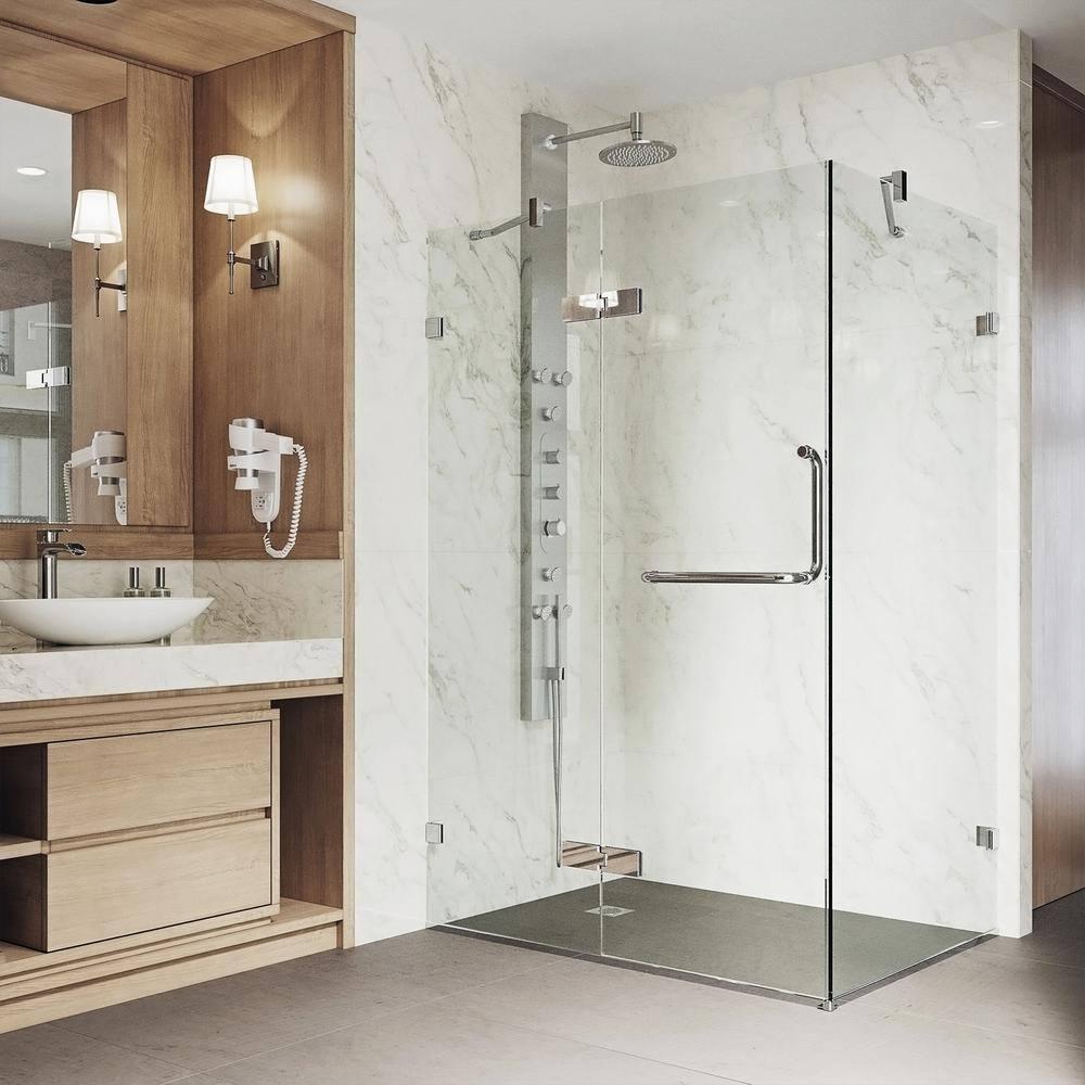 VIGO Monteray 46" W x 30" D x 73" H Hinged Frameless Shower Enclosure with 3/8  Clear Glass VG6011CHCL48