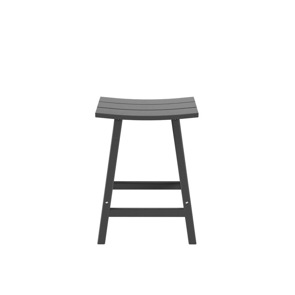 Polytrends Laguna Hdpe All Weather Outdoor Patio 24" Saddle Seat Counter Stool (Set Of 2) Gray