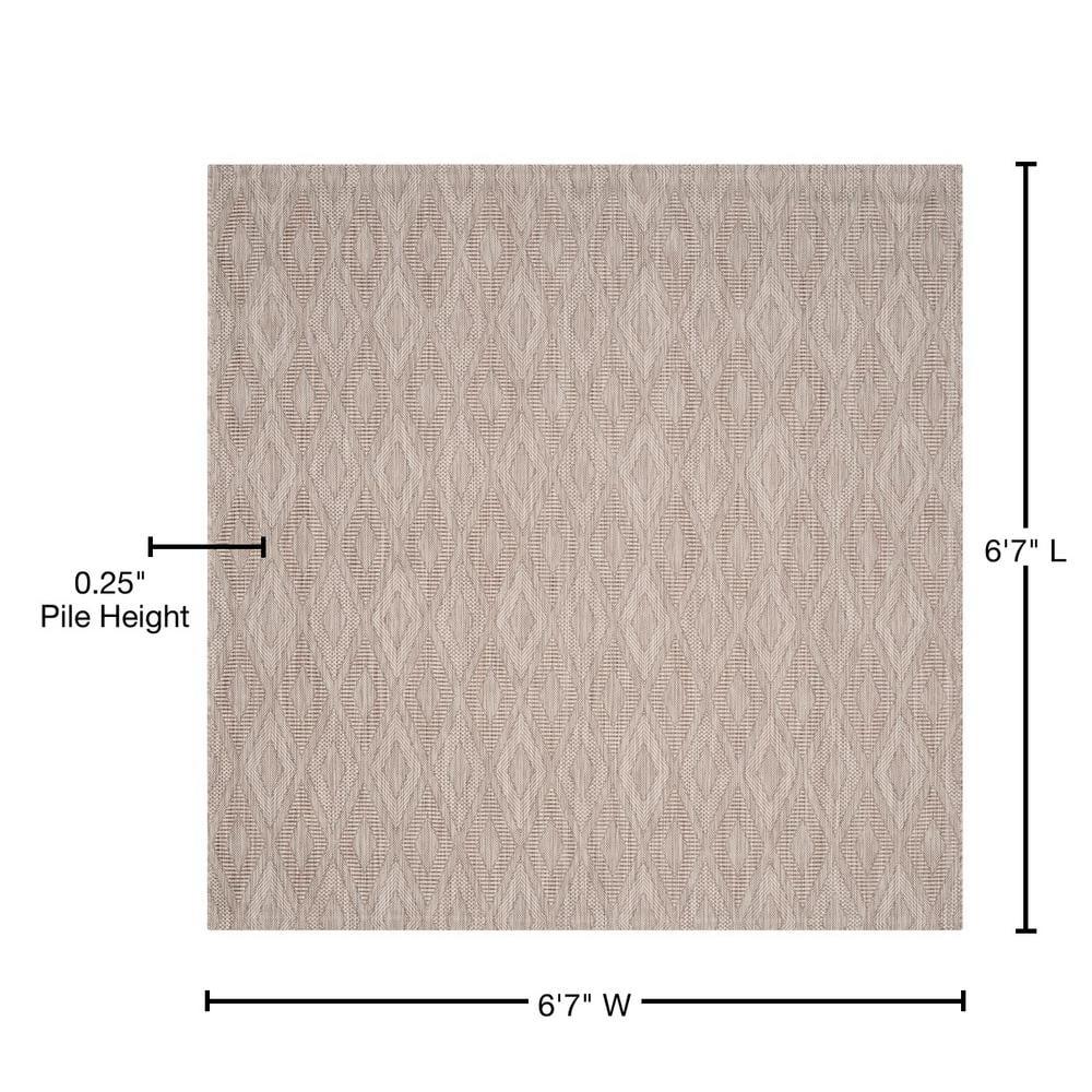 Courtyard CY8522 Power Loomed Indoor and Outdoor Area Rug - Beige/Beige - 6'7"x6'7" - Safavieh