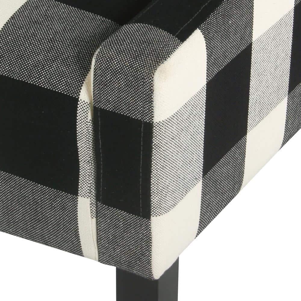 HomePop Modern Swoop Accent Armchair Black Plaid : Cotton Upholstery, Wood Legs, Foam Fill, No Assembly Required