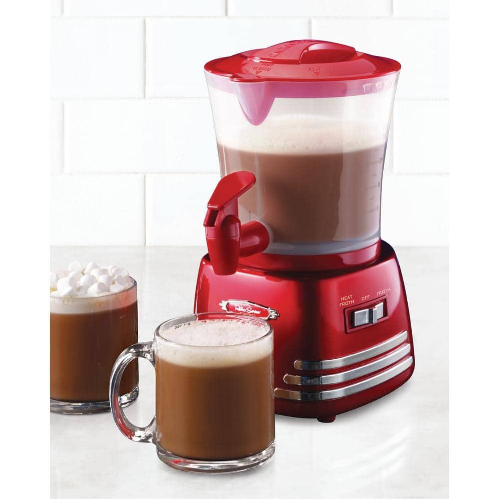 Nostalgia Retro 32-Ounce Hot Chocolate, Milk Frother, Cappuccino, Mocha, Latte Maker and Dispenser