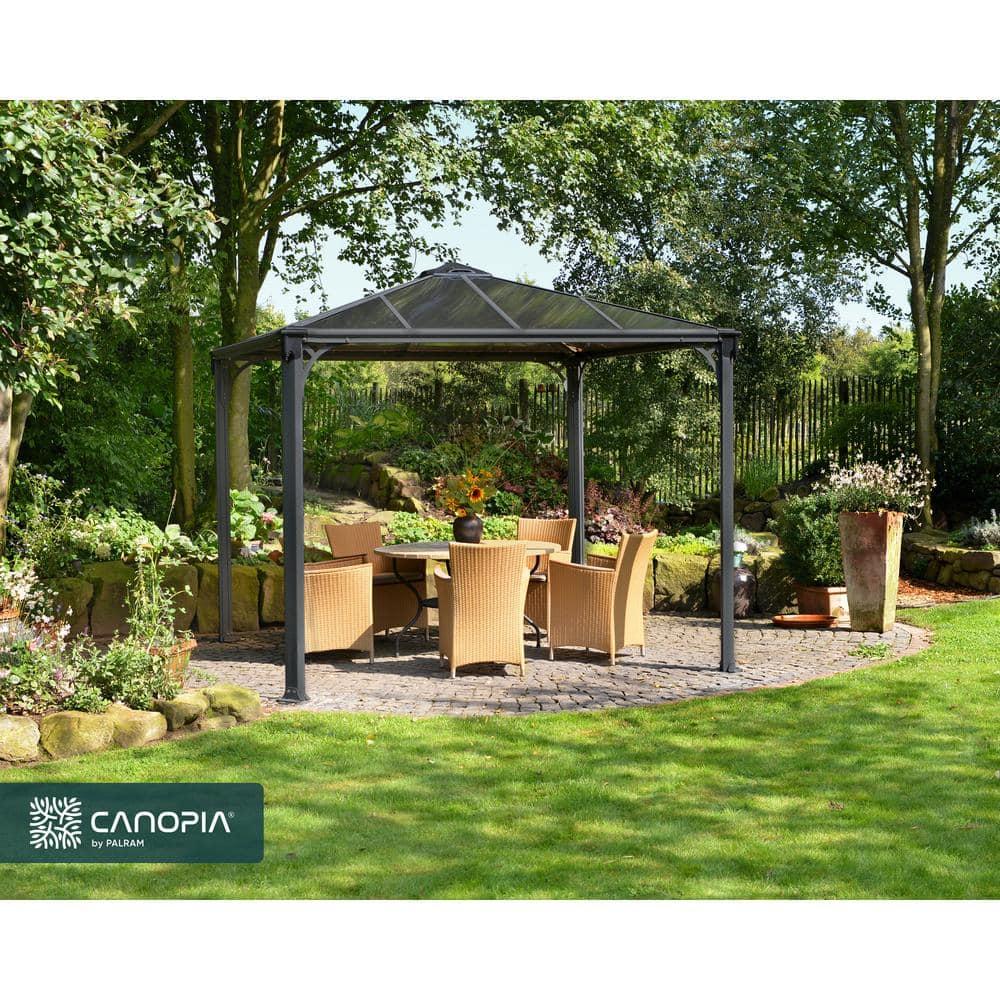 Canopia Palram - Canopia Palermo 10' X 10' Aluminum Hardtop Gazebo With Polycarbonate Roof Panels Durable Outdoor Patio Shelter Gray/Bronze