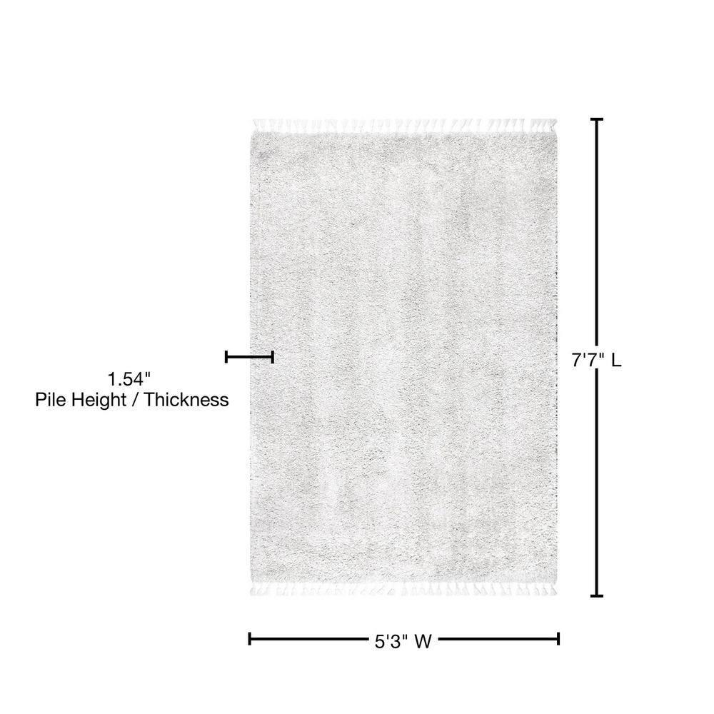 Nuloom Neva Solid 5x8 Shag Indoor Area Rug for Living Room Bedroom Dining Room Nursery, Ivory