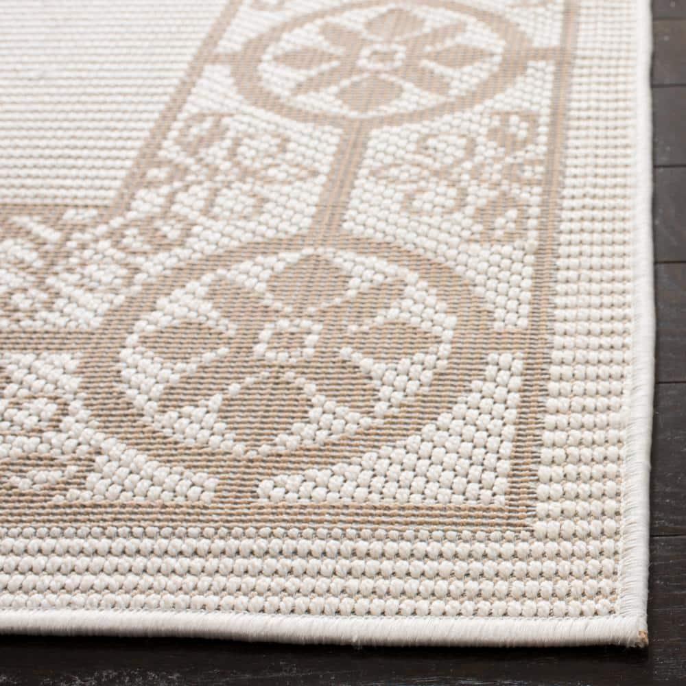 SAFAVIEH Bermuda Zoey Floral Bordered Indoor/Outdoor Area Rug Ivory/Beige, 9' x 12'