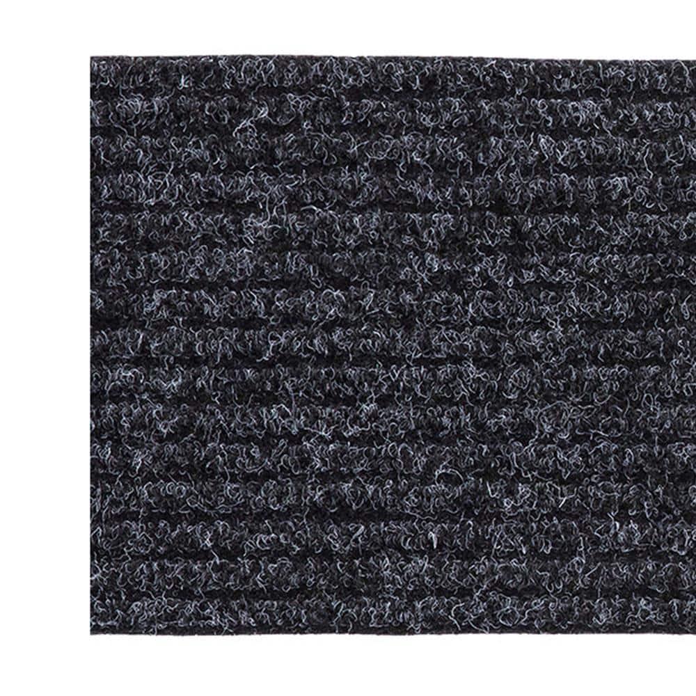 Ottomanson Non-Slip Rubberback Solid 8" x 30" Indoor/Outdoor Stair Treads for Stairs, Garage, Patio, 7 Pack, Black