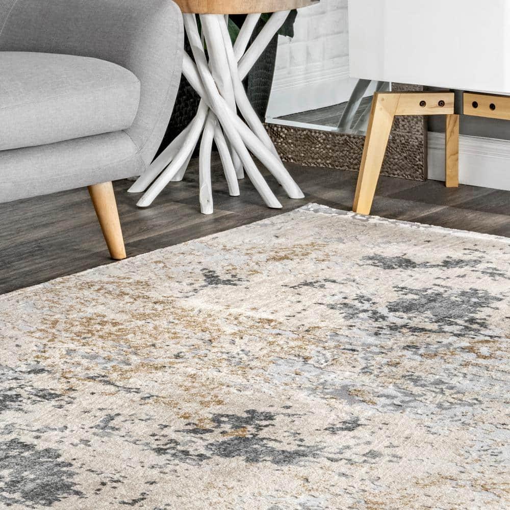 Nuloom Chastin Abstract 6 Square Indoor Area Rug for Living Room Bedroom Dining Room Kitchen, Beige/Grey
