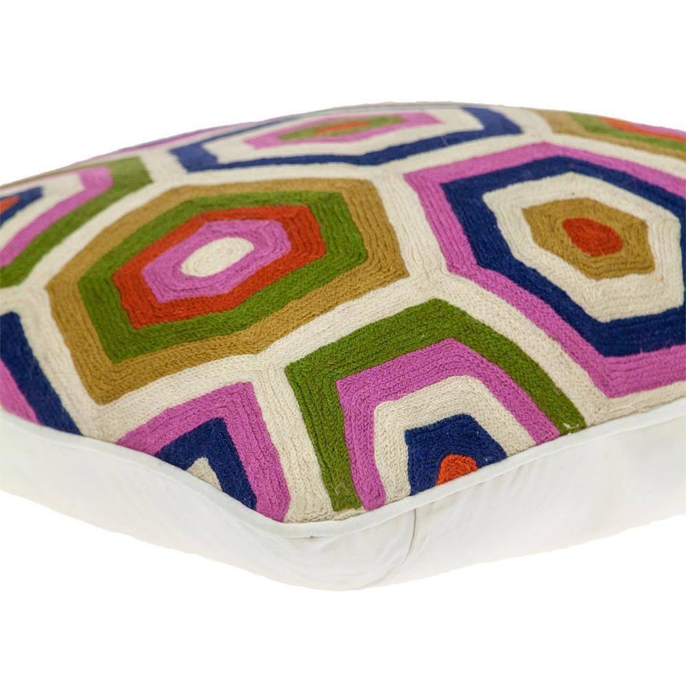 Parkland Collection 20" Beige and Pink Cotton Throw Pillow