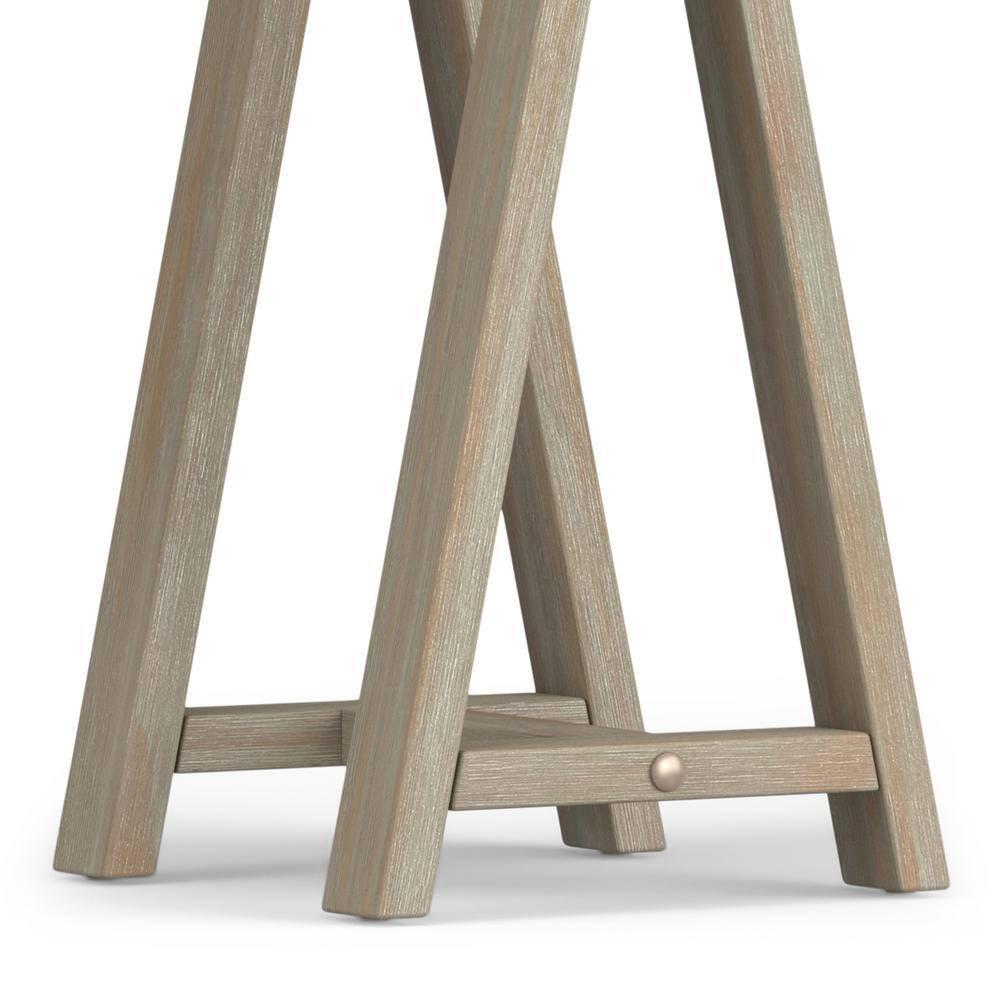 Simpli Home Sawhorse Solid Wood Wide Console Sofa Table In Distressed Grey