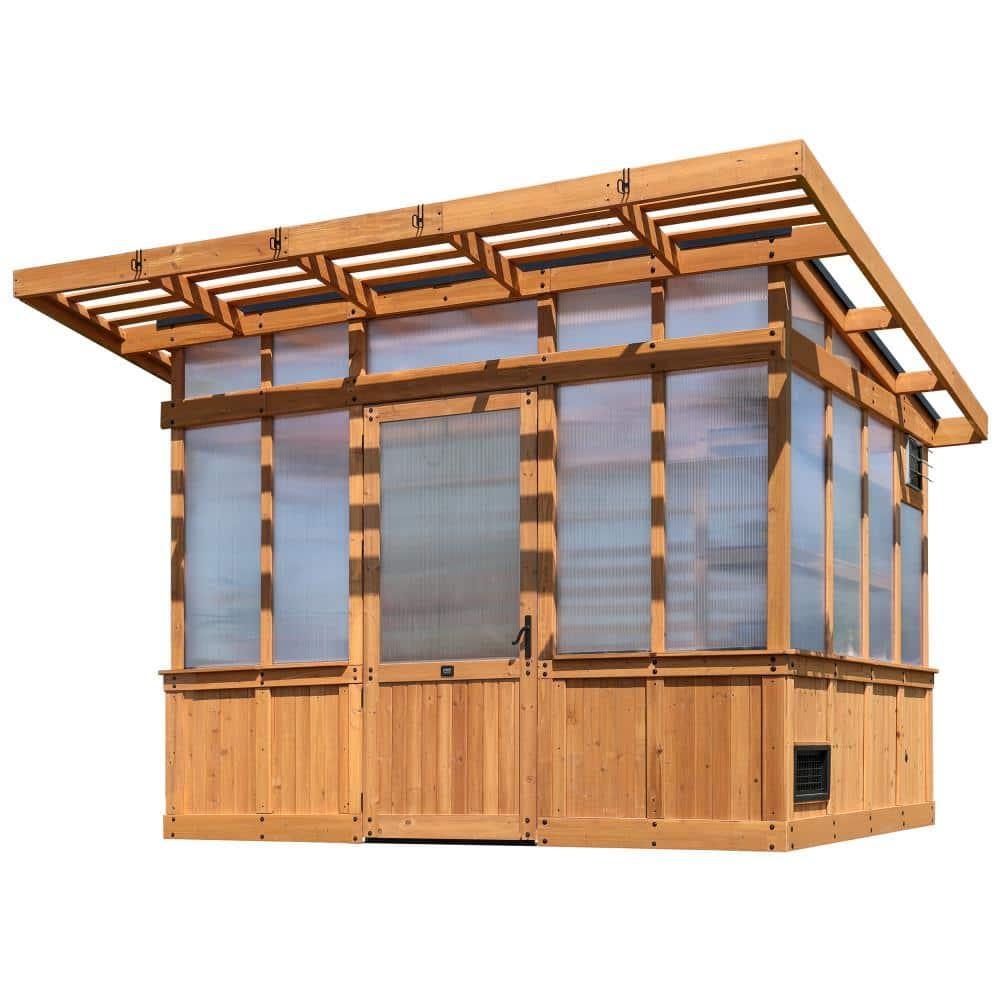 Backyard Discovery Poppy 11'x7' Cedar Wood and Polycarbonate Greenhouse Kit, PowerPort