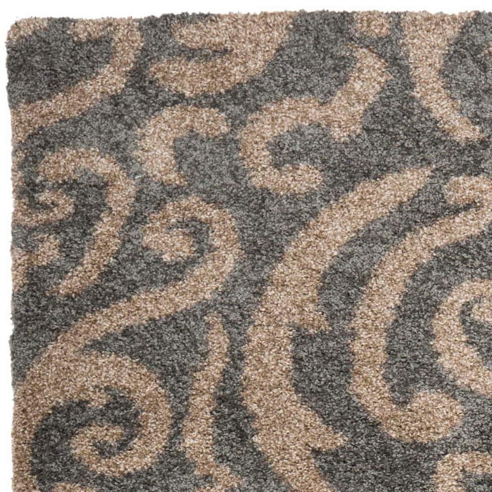 Florida Shag SG462 Power Loomed Indoor Area Rug - Grey/Beige - 4'x6' - Safavieh.