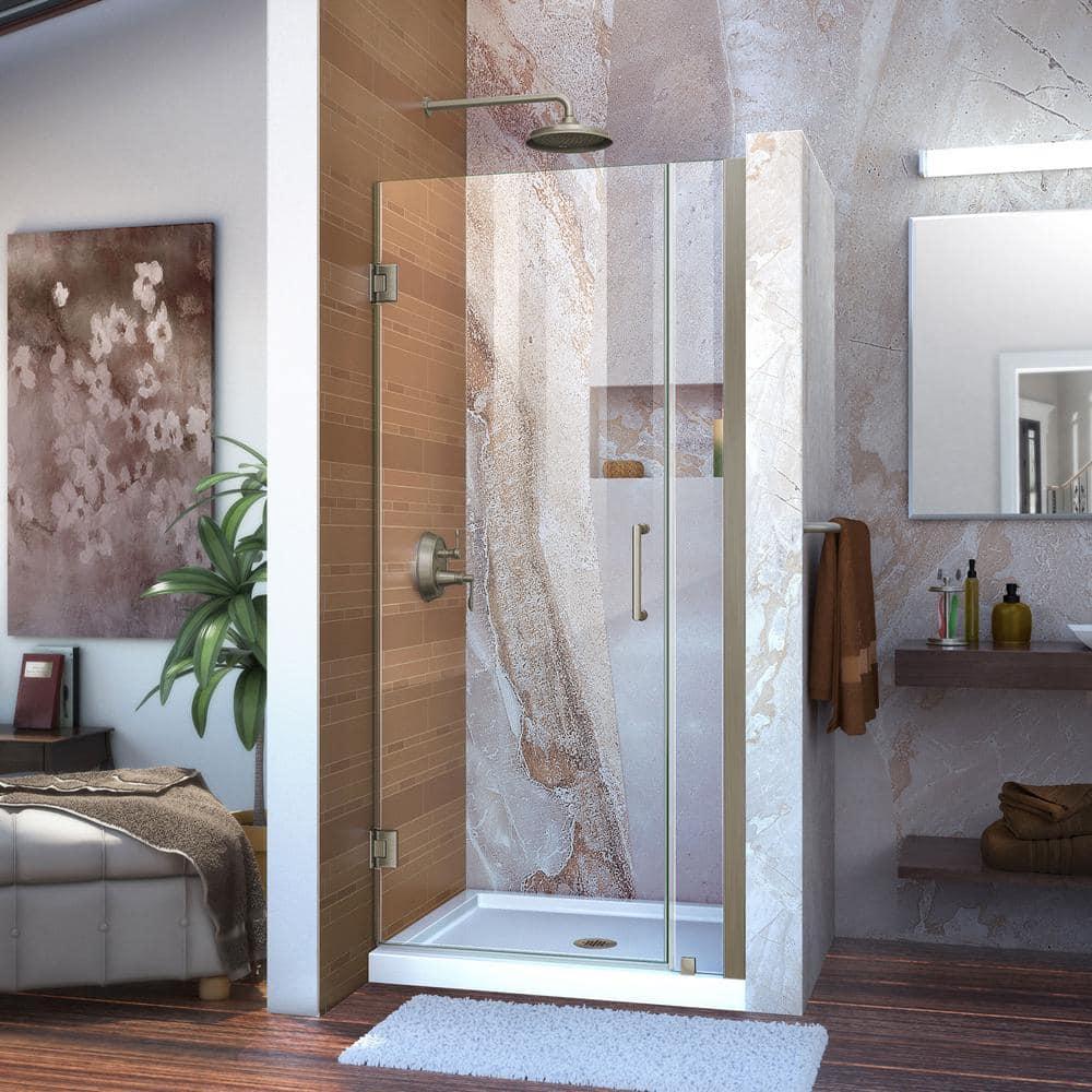 Unidoor 34" W x 72" H Hinged Frameless Shower Door with Clearmax™ Technology