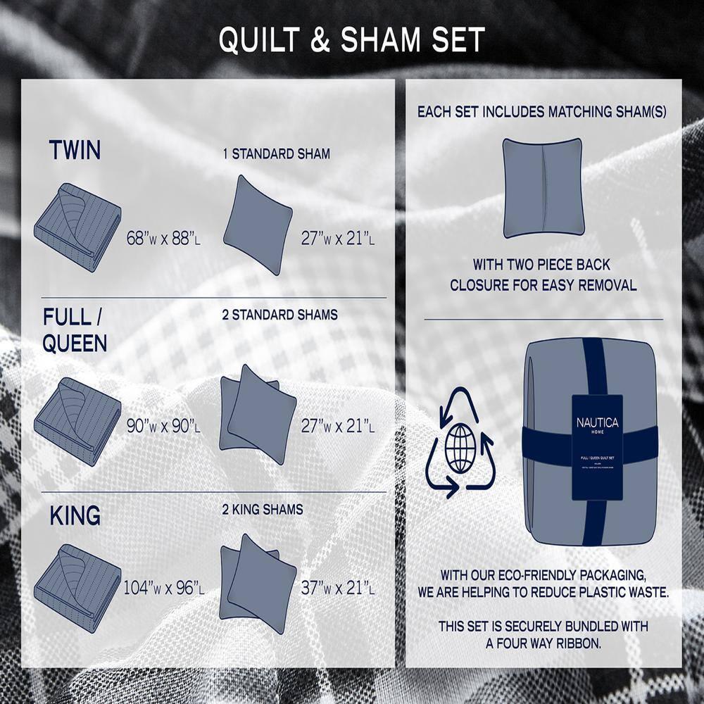 Heather Gray and White Cotton Full Quilt Set