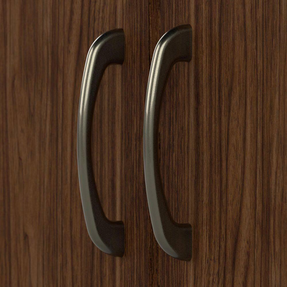 Modern Walnut Tall Office Storage Cabinet with Adjustable Shelving