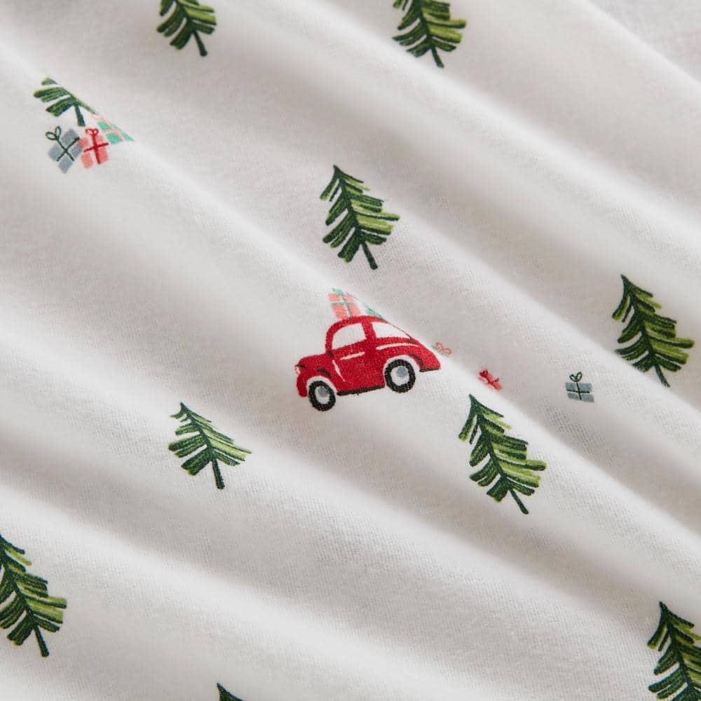 Twin Cotton Flannel Green Tree Trip Plaid Sheet Set