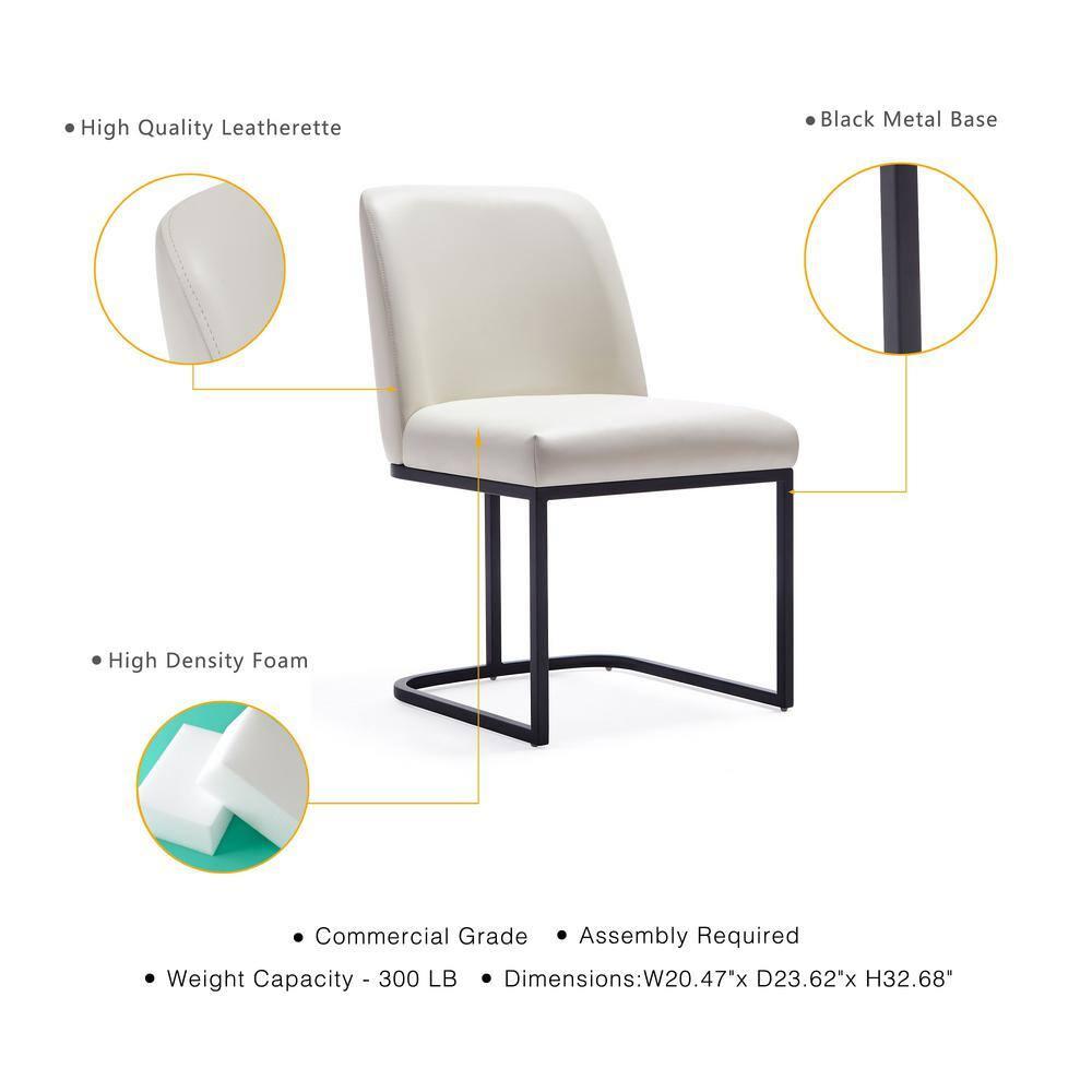 Set of 8 Serena Modern Leatherette Upholstered Dining Chair Set Cream - Manhattan Comfort: Plush, Steel Frame, No Assembly Required