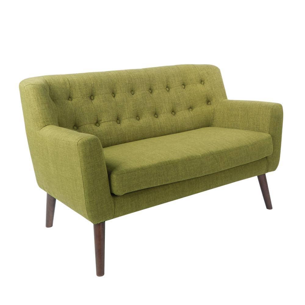 Mill Lane Loveseat in Green Fabric with Coffee Legs