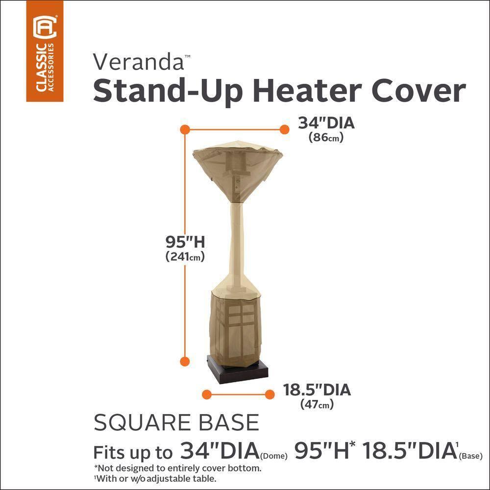 Classic Accessories Veranda Water-Resistant 34 Inch Square Stand-Up Patio Heater Cover
