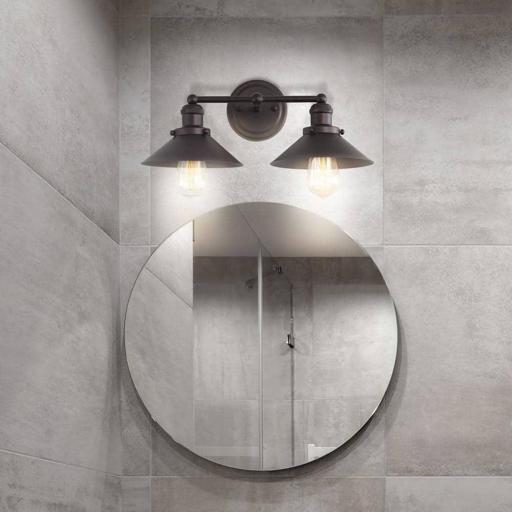 July 17.5" 2-light Metal Vanity Light, Oil Rubbed Bronze