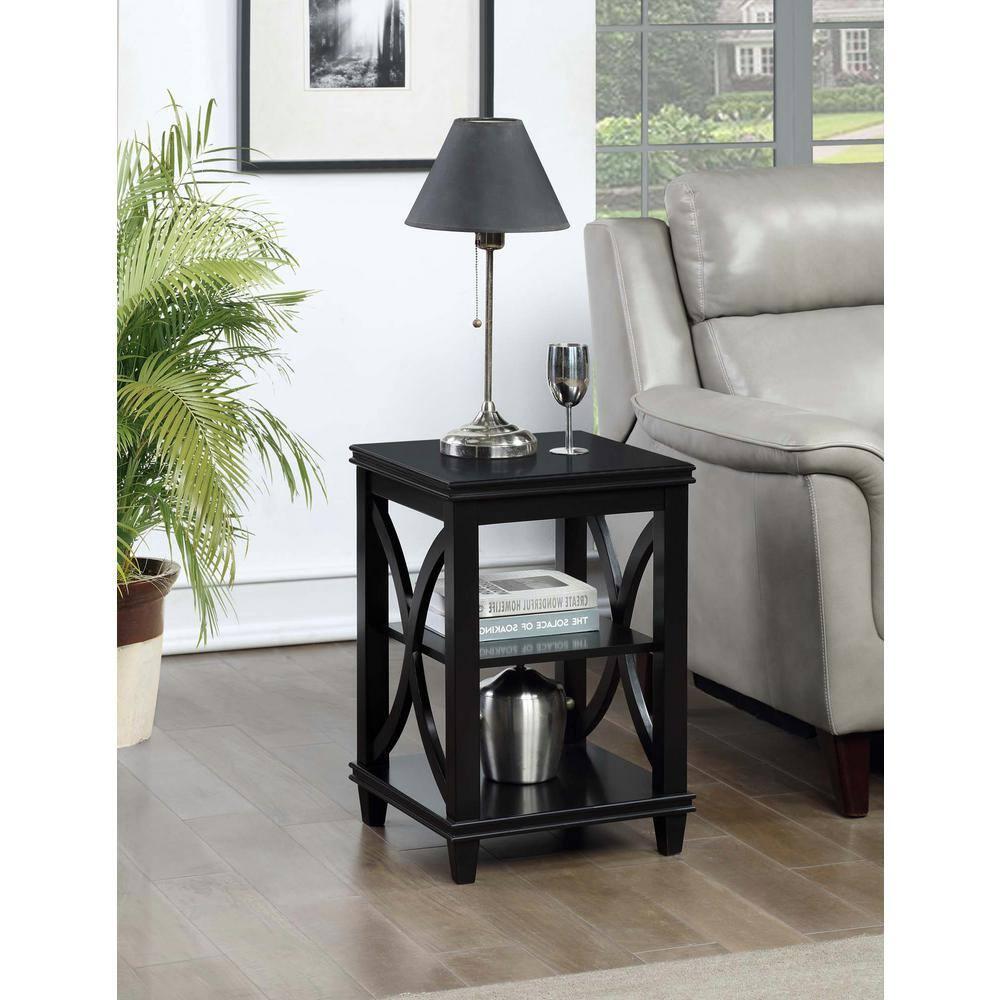 Convenience Concepts Florence 24" x 16" End Table with Shelves, Black
