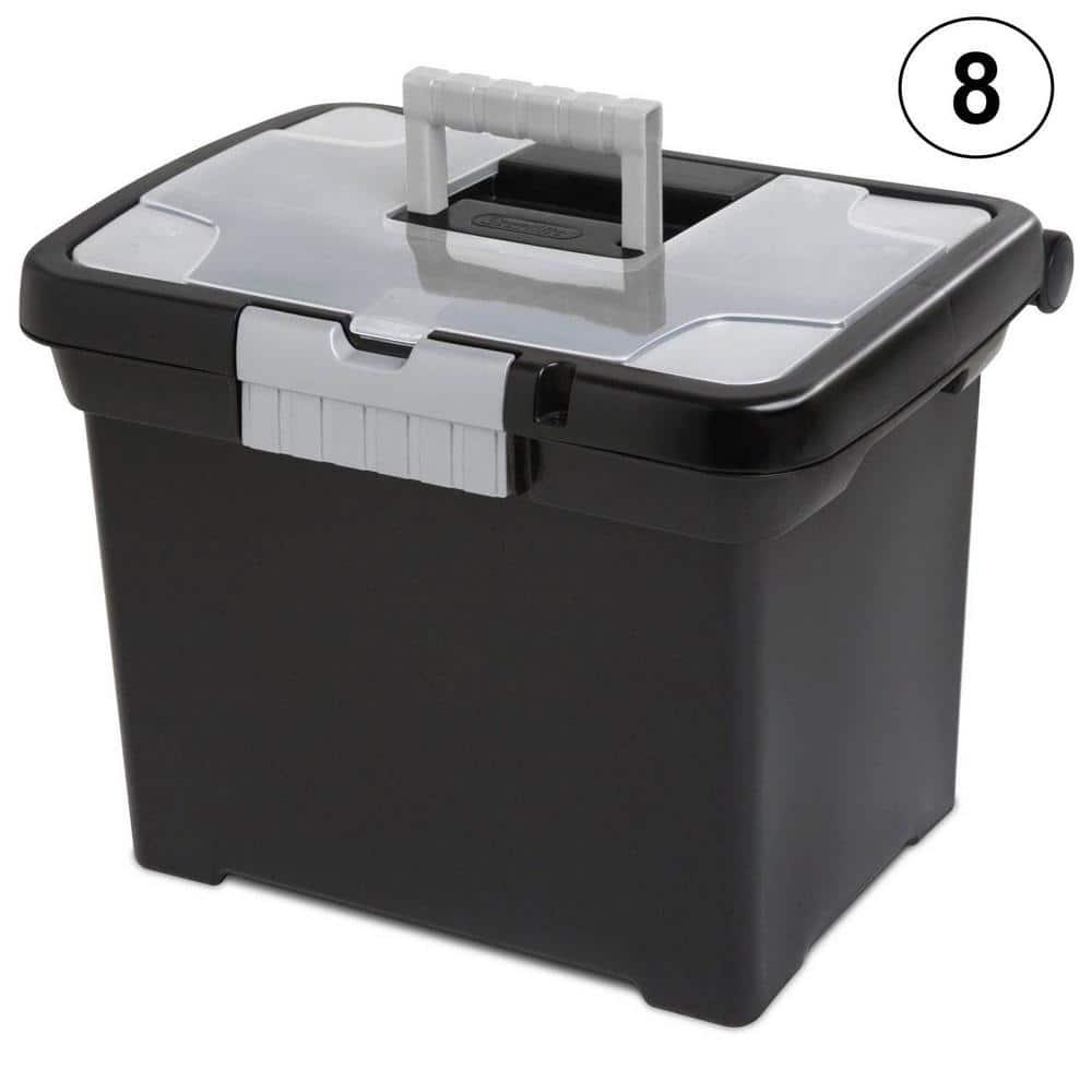 Sterilite Portable Lockable File Plastic Box Set (Set of 8)