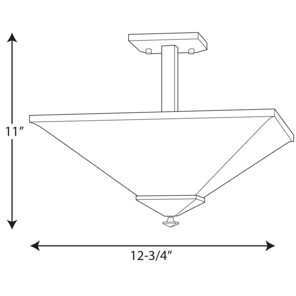 Progress Lighting Clifton Heights 2-Light Semi-Flush, Antique Bronze, Etched Square Glass Shade