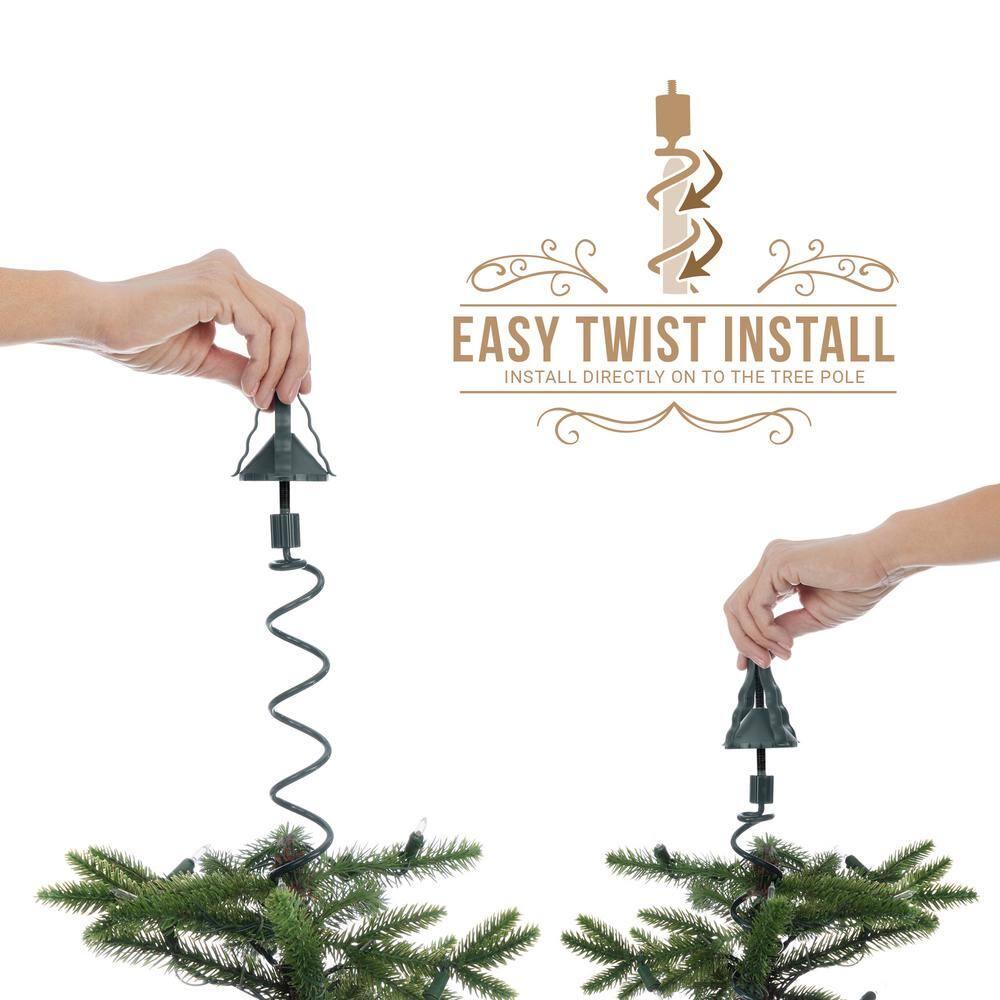 [Christmas Tree Topper Holder] - Twist-on Holiday Universal Tree Topper Stabilizer Fits All Base Types- Metal Green Support Rod with Adjustable attachments to stabilize Seasonal Treetop Ornaments
