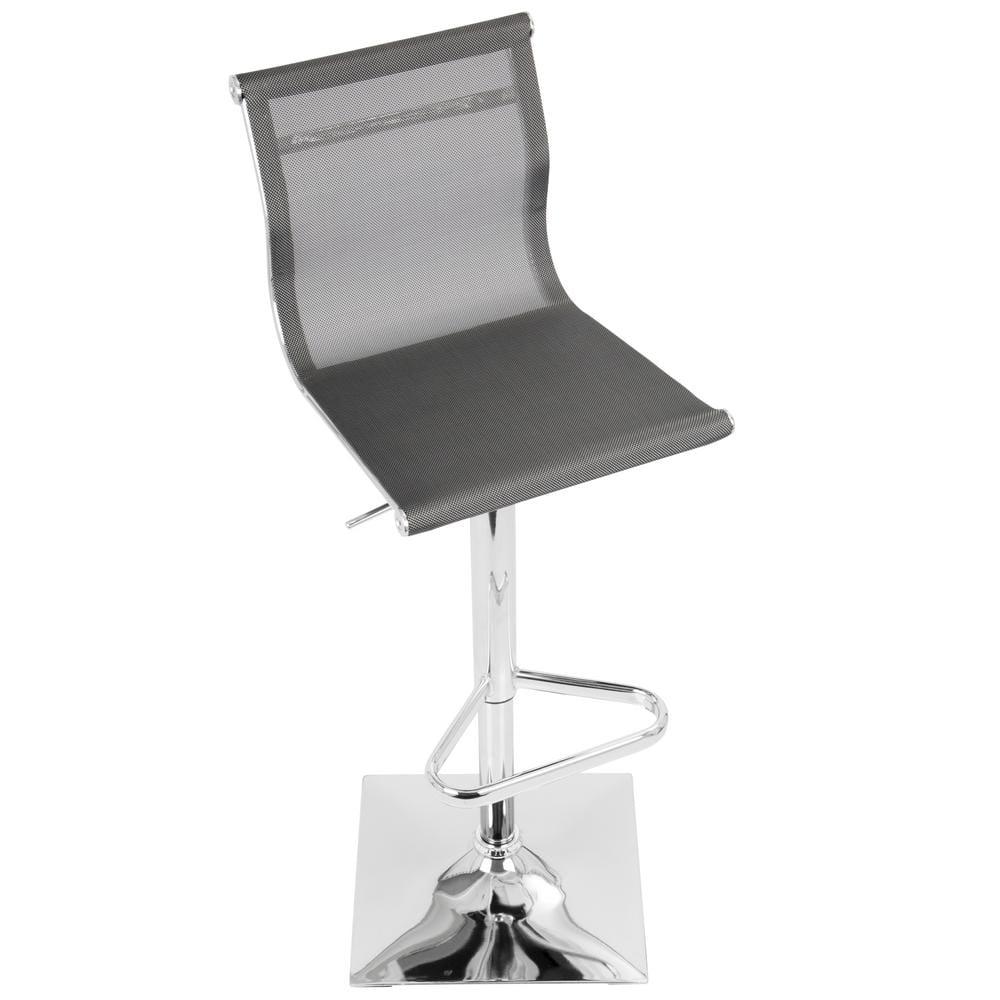 Mirage Contemporary Adjustable Barstool Silver - LumiSource: Chrome-Plated, Swivel, Low Back