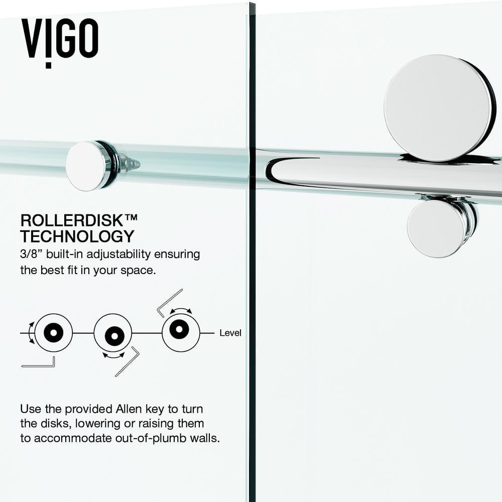 Elan E-Class 44-48" W x 76" H Sliding Frameless Shower Door with 3/8" Clear Glass